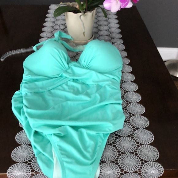 Victoria’s Secret The Unforgettable One Piece Aqua Seafoam Swimsuit 38C - Picture 8 of 9